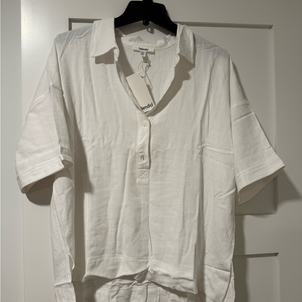 Splendid Coastal White Casual Button Down Shirt